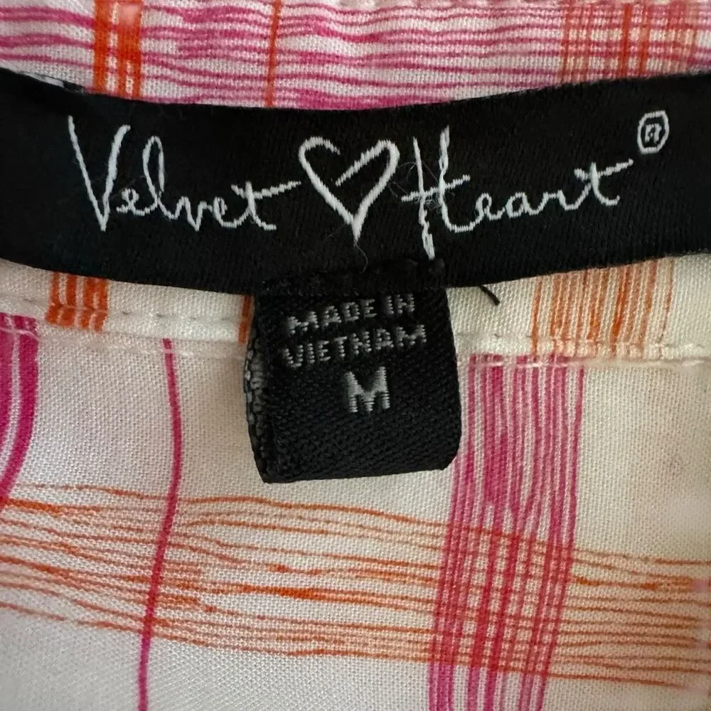 🔥4/$25 Velvet Heart Women's Button-Up Plaid Hi-Low Shirt Multicolor Size Small